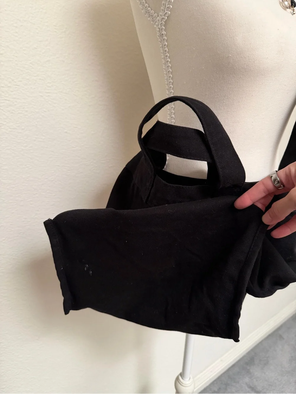 Muji Black Canvas Crossbody Tote Bag